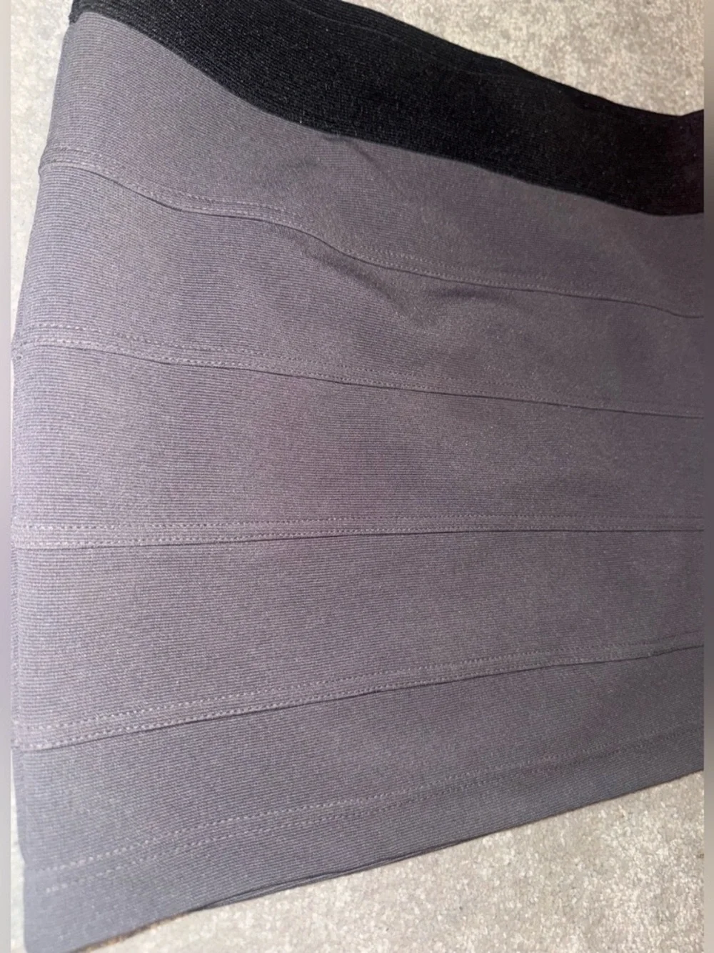 Stretch Band Mini Skirt in Charcoal Black